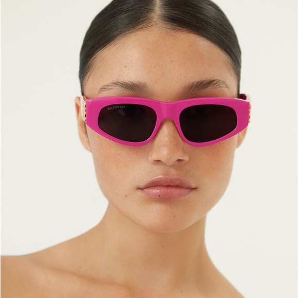 NEW BALENCIAGA BB0095S 017 PINK CAT EYE UNISEX SUNGLASSES - Picture 8 of 13